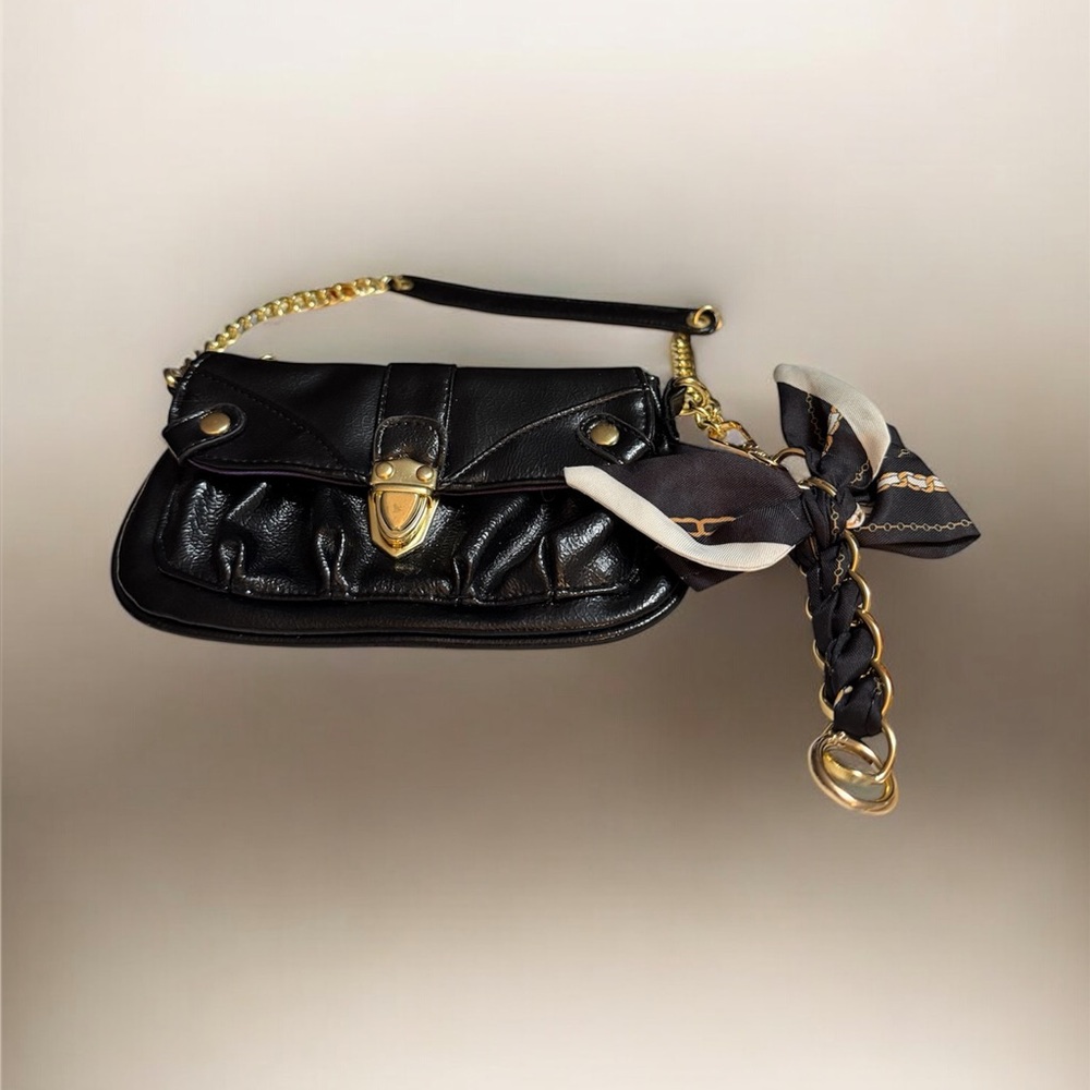 Black Mini Handbag with Gold Accents NWOT. - Picture 2 of 7